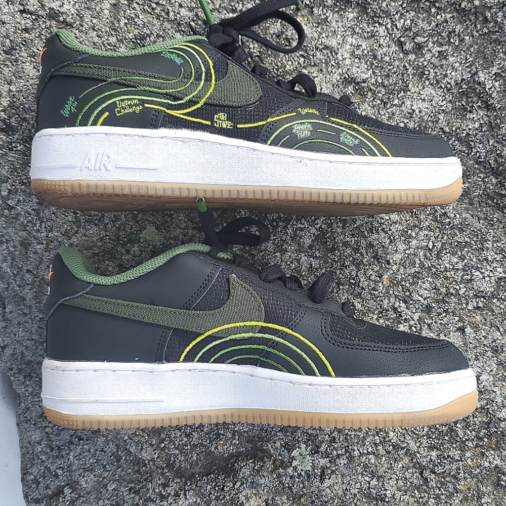 Nike Air Force 1 LV8 1 Black / Carbon Green-Treeline Size 8 - Picture 14 of 16